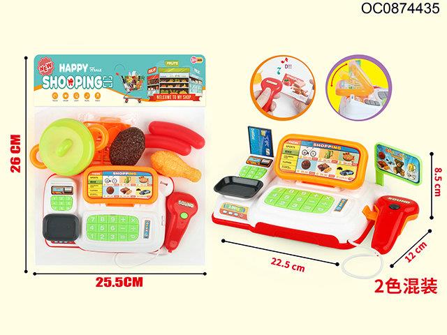 Cash register with light/music tableware(2 colour assorted)