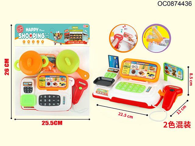 Cash register with light/music tableware(2 colour assorted)