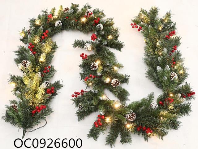 270cm Green wreath with lights