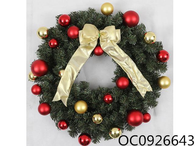 60cm Green wreath with ribbons and bells