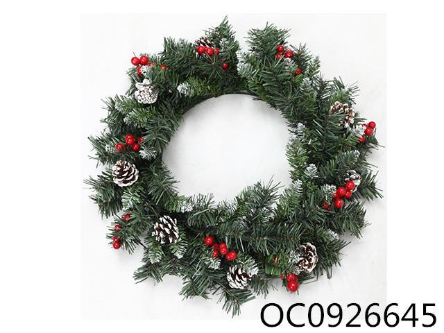 30cm green frosted wreath without lights