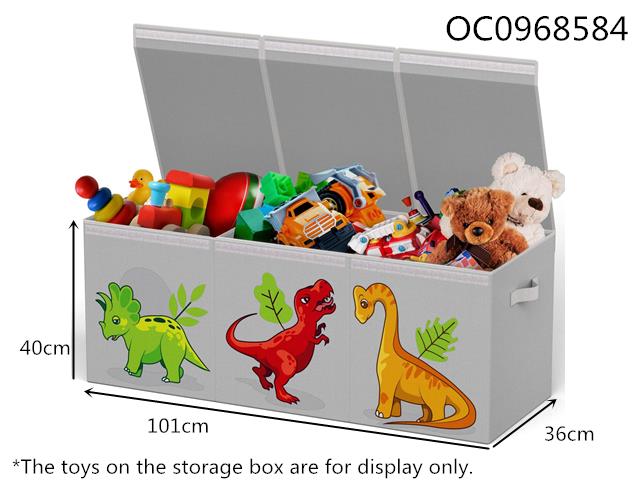 101x36x40cm Dinosaur foldable storage box, With cover (3 grids)