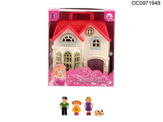 DIY villa with light/music/doll(12 pieces music)(2 styles assorted)
