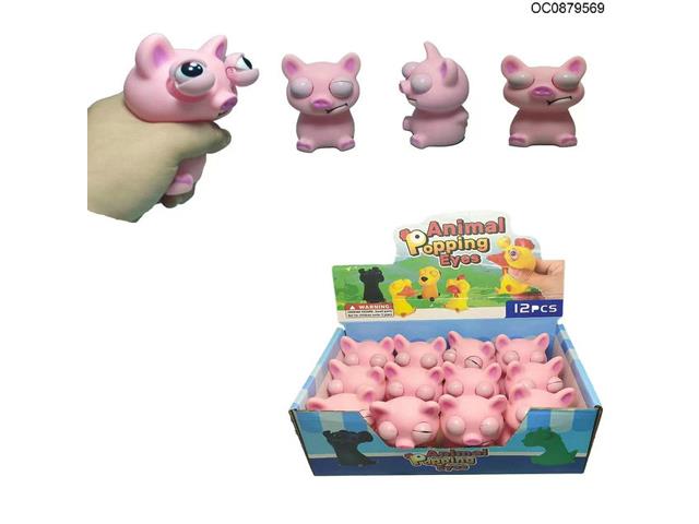 Squeezable Stress Relief Squint-eyed pink pig