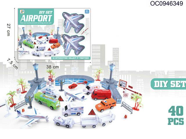Pullback airport set with car 40pcs