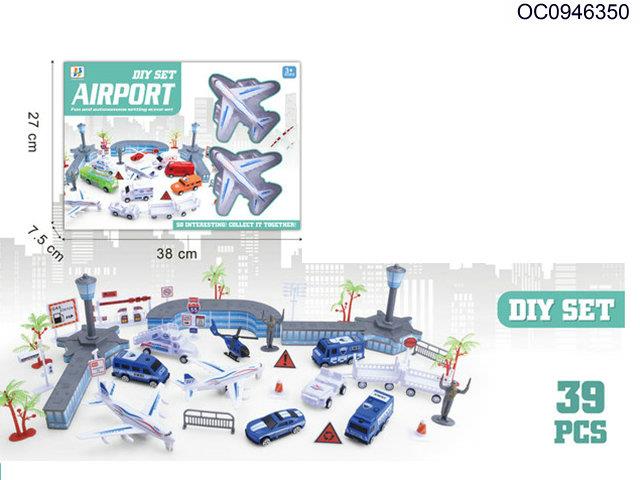 Pullback airport set with car 39pcs