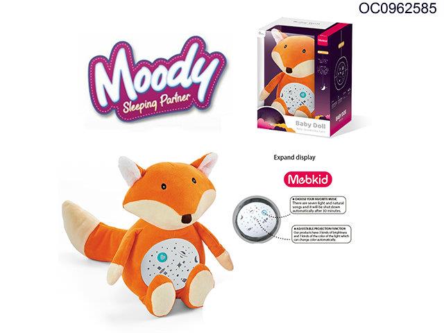 Plush fox with light/music/projection