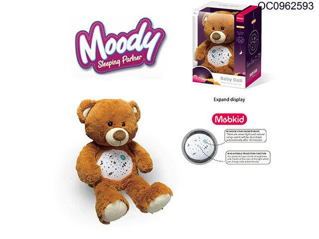 Plush teddy with light/music/projection
