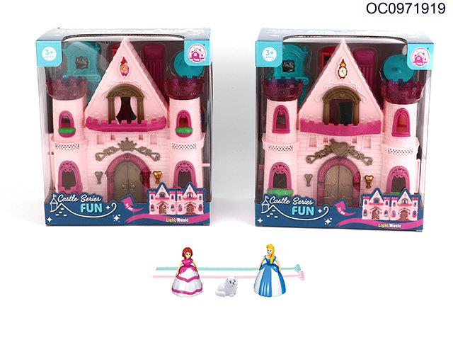 DIY castle with light/music/doll(12 pieces music)(2 styles assorted)