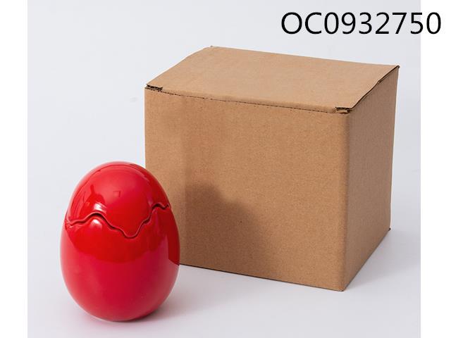 Red Ceramic eggshell candle container (wax not included)