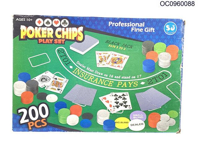 200pcs Chips  2 cards cloth 