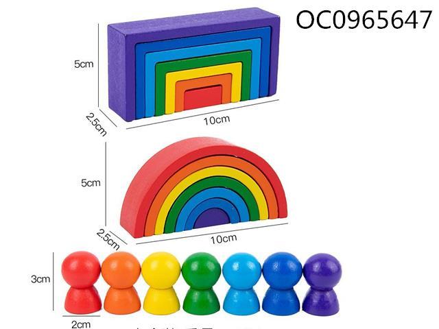 Wooden Rainbow Jenga Game